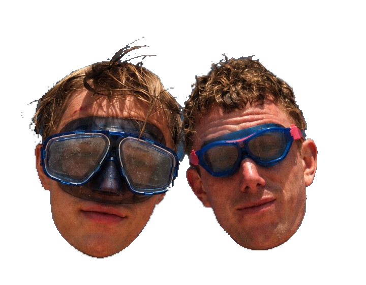 Hugo and Erik wearing diving goggles